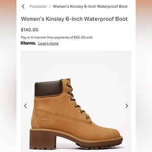 TIMBERLAND women’s kinsley waterproof boot size 9
